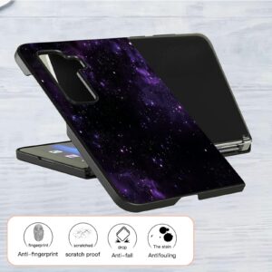 BWEGRHE Purple Galaxy Designed for Microsoft Surface Duo 2 Case, Full Cover Ultra Thin PU Leather Back Hard PC Phone Case for Microsoft Surface Duo 2 2nd 2021