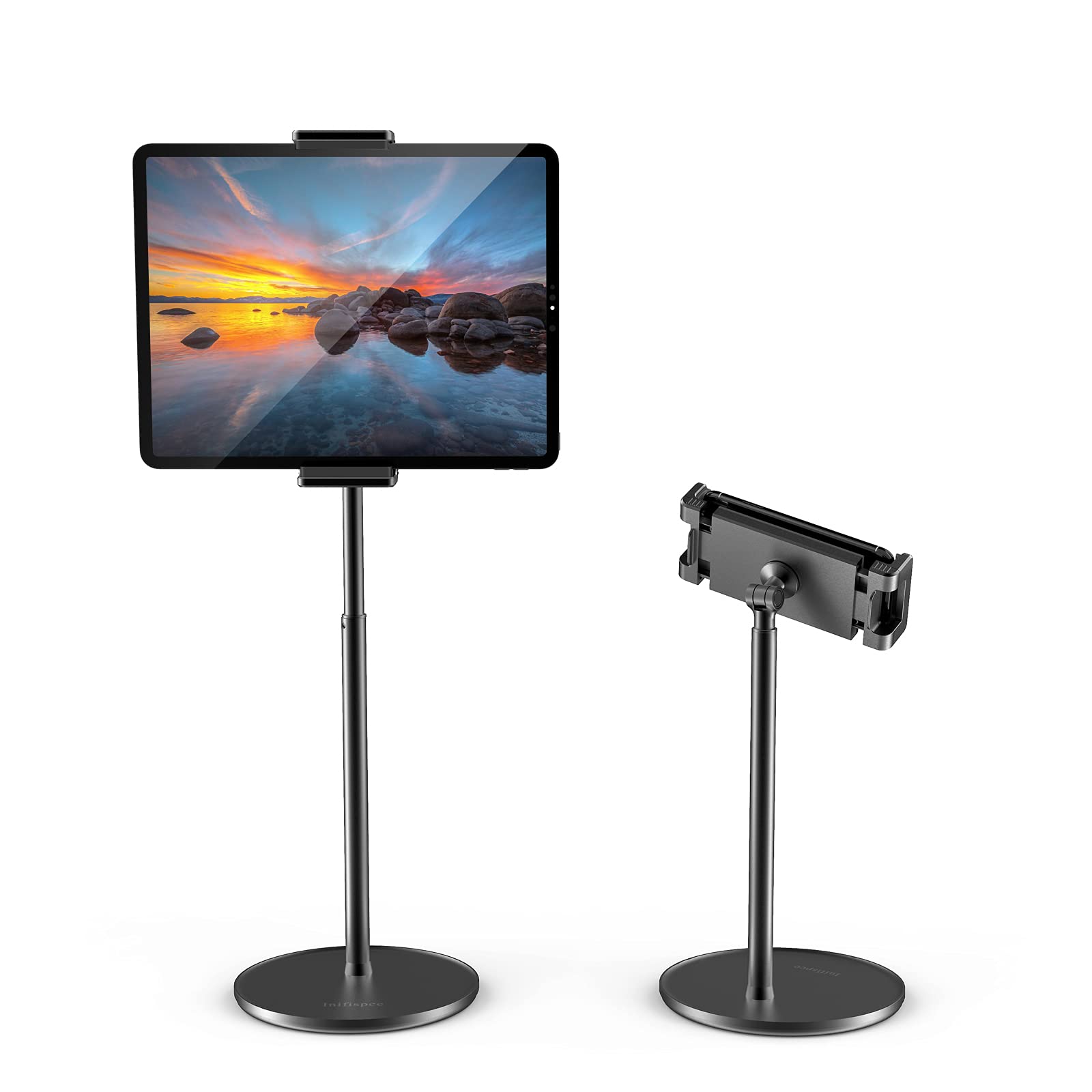 Inifispce Surface Pro Stand and Holder, Height Adjustable Tablet Stand Holder, Multi-Angle Adjustable, Aluminum Alloy Cradle Mount Dock for 4.7''-13'' Screen iPad Pro, Mini, Air, Surface Pro (Black)