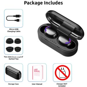 VOLT PLUS TECH Slim Travel Wireless V5.3 Earbuds Compatible with Microsoft Surface Duo Updated Micro Thin Case with Quad Mic 8D Bass IPX4 Waterproof/Sweatproof (Black)