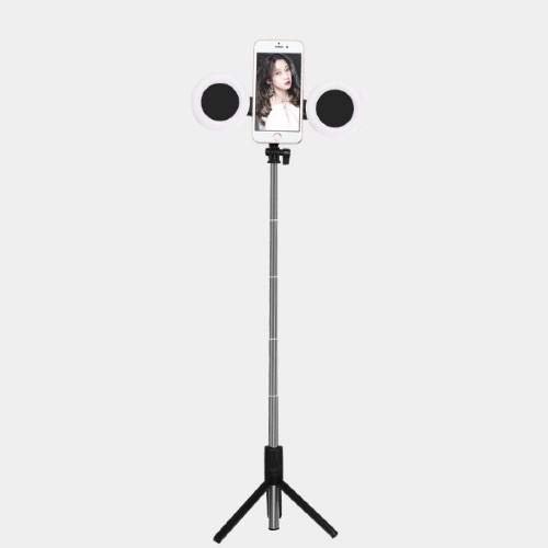 BoxWave Stand and Mount Compatible with Microsoft Surface Duo 2 5G - RingLight SelfiePod, Selfie Stick Extendable Arm with Ring Light - Jet Black