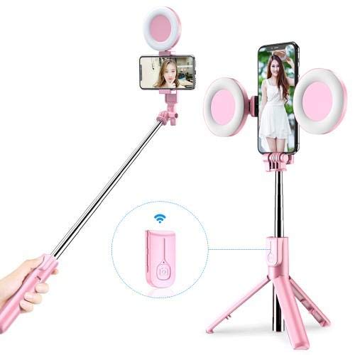 BoxWave Stand and Mount Compatible with Microsoft Surface Duo 2 5G - RingLight SelfiePod, Selfie Stick Extendable Arm with Ring Light - Jet Black