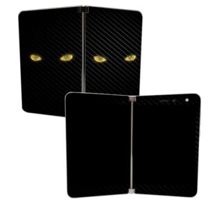 mightyskins carbon fiber skin for microsoft surface duo - cat eyes | protective, durable textured carbon fiber finish | easy to apply, remove, and change styles | made in the usa