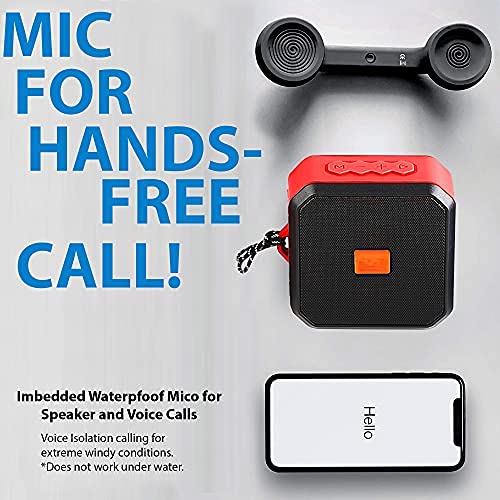 -Tek Styz IPX7 Speaker Works for Microsoft Surface Duo with 13H Waterproof Playtime, Indoor, Outdoor Travel 1500mAh (RED)