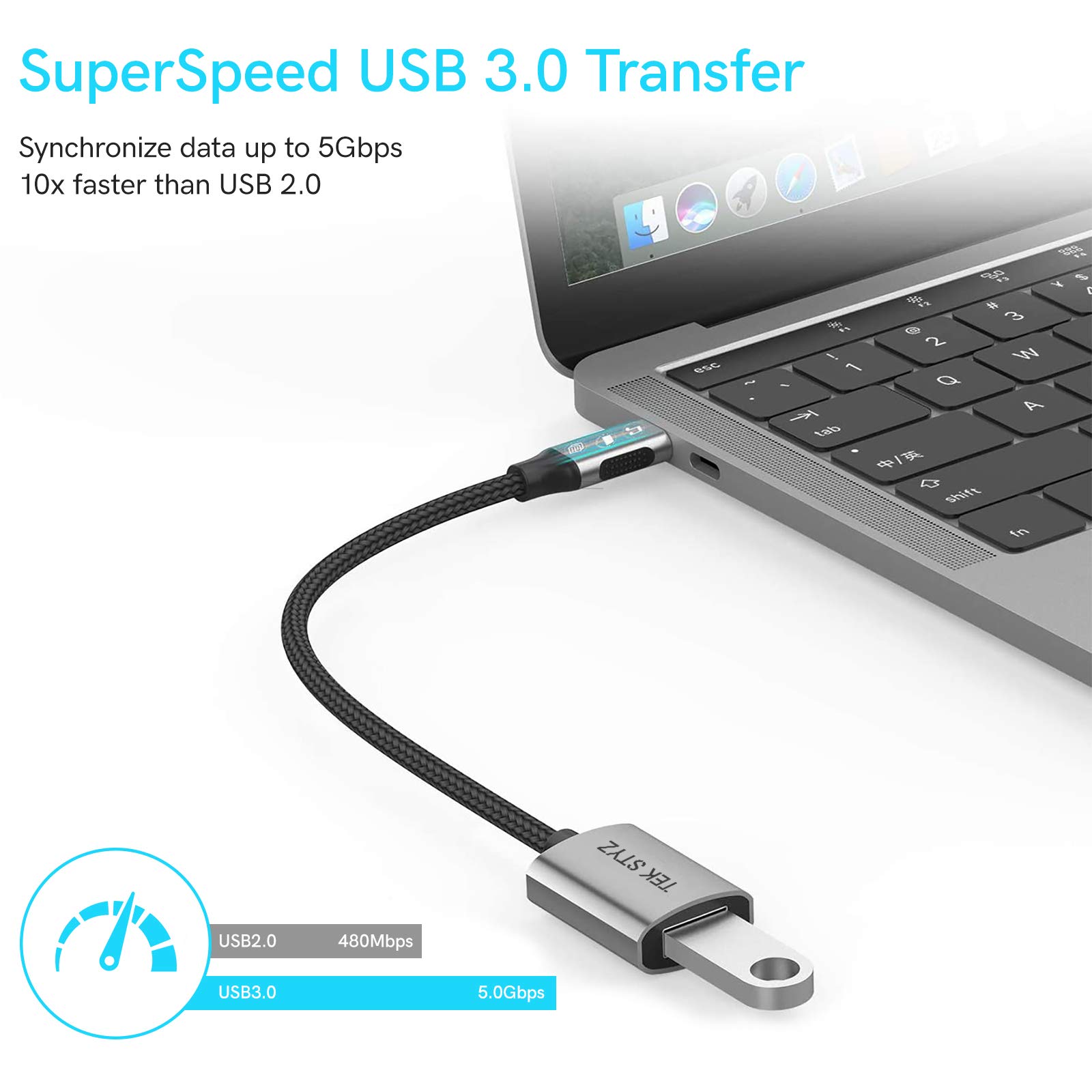 Tek Styz USB-C USB 3.0 Adapter Works for Microsoft Surface Duo OTG Type-C/PD Male USB 3.0 Female Converter. (5Gbps)