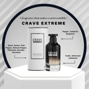 INTENSE ELITE Crave Extreme Arabian Perfume for Men - Long Lasting Perfume 100ML (3.4Oz), Eau De Parfum Men with Spicy Pepper & Floral Woody Notes.