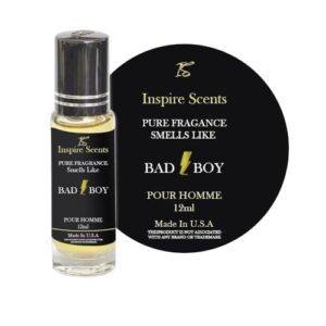 INSPIRE SCENTS Cool Boy cologne for Men 3.4oz / 100ml Bad Boy Cologne Roll On Body Oil for Men 12ml FREE Eau De Toilette (Our Impression of Bad Boy Perfume for Men) (Pack of 2)