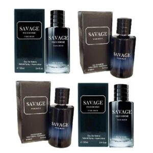 4 Pack Savage for Men | Inspired perfume |- 3.4 Oz Men's Eau De Parfum Spray & Eau de Toilette Spray - Refreshing & Warm Masculine Scent /100ml each (Pack of 4)