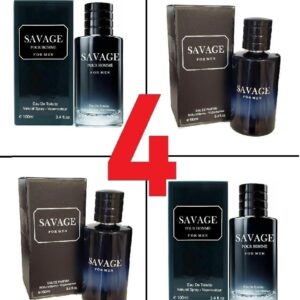 4 Pack Savage for Men | Inspired perfume |- 3.4 Oz Men's Eau De Parfum Spray & Eau de Toilette Spray - Refreshing & Warm Masculine Scent /100ml each (Pack of 4)