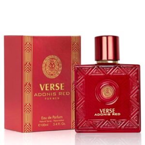 NovoGlow Verse Adonis Red for Men - 100ml Eau De Parfum Spray for Men - Long Lasting Fruity Warm & Floral Fragrance Smell Fresh All Day Long Gift for Men for All Occasions