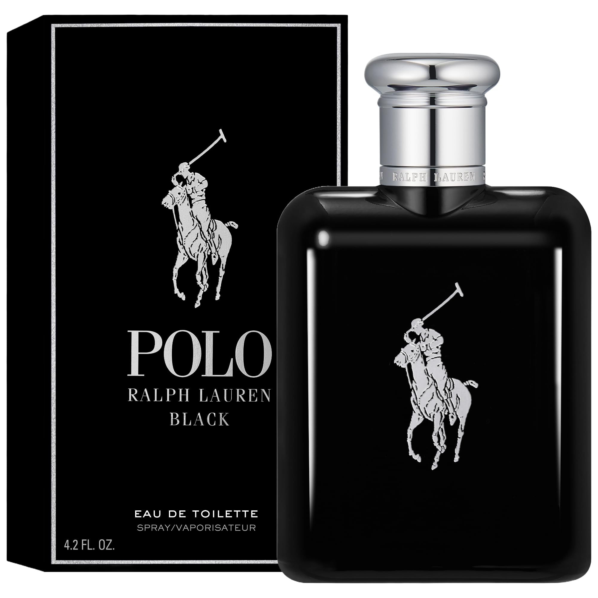 Ralph Lauren FRAGRANCES Polo Black - Eau de Toilette - Men's Cologne - Woody & Fresh - With Patchouli, Sandalwood, and Mandarin - Medium Intensity - 4.2 Fl Oz