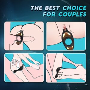 Vibrating Cock Ring with Rabbit Design, Rechargeable Penis Ring Vibrator with 9 Vibration Modes, Erection Pleasure Enhancing Mens Vibrator for Couples Play,Silicone Adult Sex Toys & Games (Black