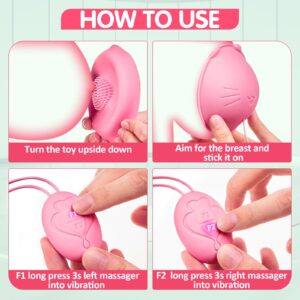 Nipple Toy Vibrator, Vibrating Nipple Clamps Sucking Stimulator Massager with 10 Powerful Vibration，Rechargeable Adult Sex Toys for Women Couples Pleasure Pink