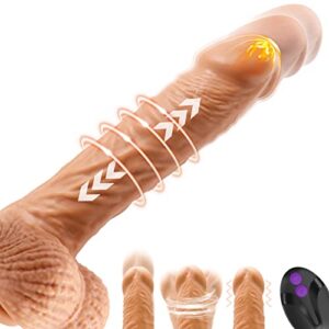 Realistic Thrusting G Spot Dildo Vibrator Adult Sex Toys for Women, 3 in 1 Lifelike Rotating Vibrating Dildos for Anal Stimulation, Strap on Thick Penis Dildo with Strong Suction Cup for Couples