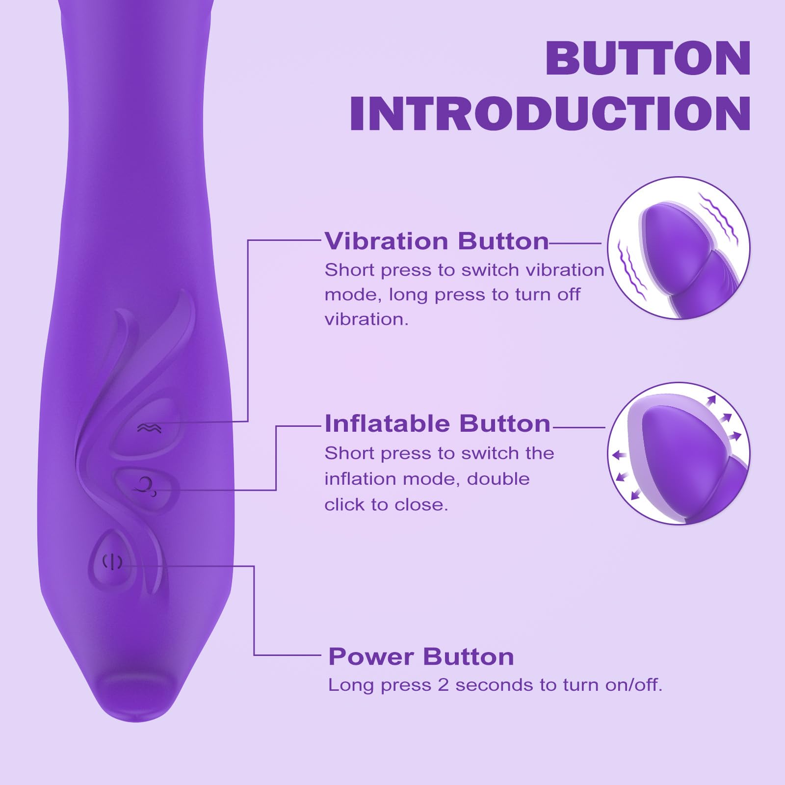 Realistic Dildos G Spot Vibrator - BGGOOD Sex Toy with 9 Vibration & 5 Inflatable Vibrators Dildo for Woman Sexual Toy, Clitoris Stimulator Adult Sex Toys for Women and Couple(Purple)