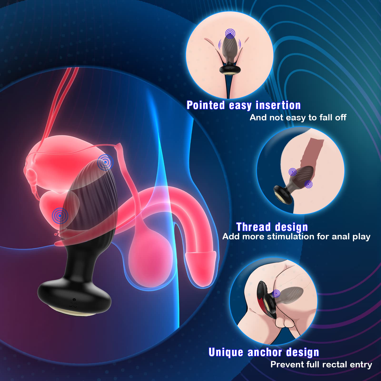 Adult Sex Toys for Men Prostate Massager - Games Vibrators Remote Control, Adult Toys Anal Plug Vibrating Butt Plug with 9 Vibrating Rotation Mode, Anal Toys Vibrator Mens Women