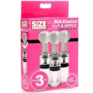 Size Matters Twist Up Nipple and Clitoris Suction Devices, Transparent, 3 Count (Pack of 1) (AC914)