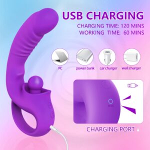 Upgraded G Spot Clitoral Vibrator, Realistic Dildo Vibrators Female Clitoralis Stimulator with 10 Vibration Modes, Waterproof Vibrators for Clit G Spot Stimulation, Adult Sex Toys for Women (Purple)