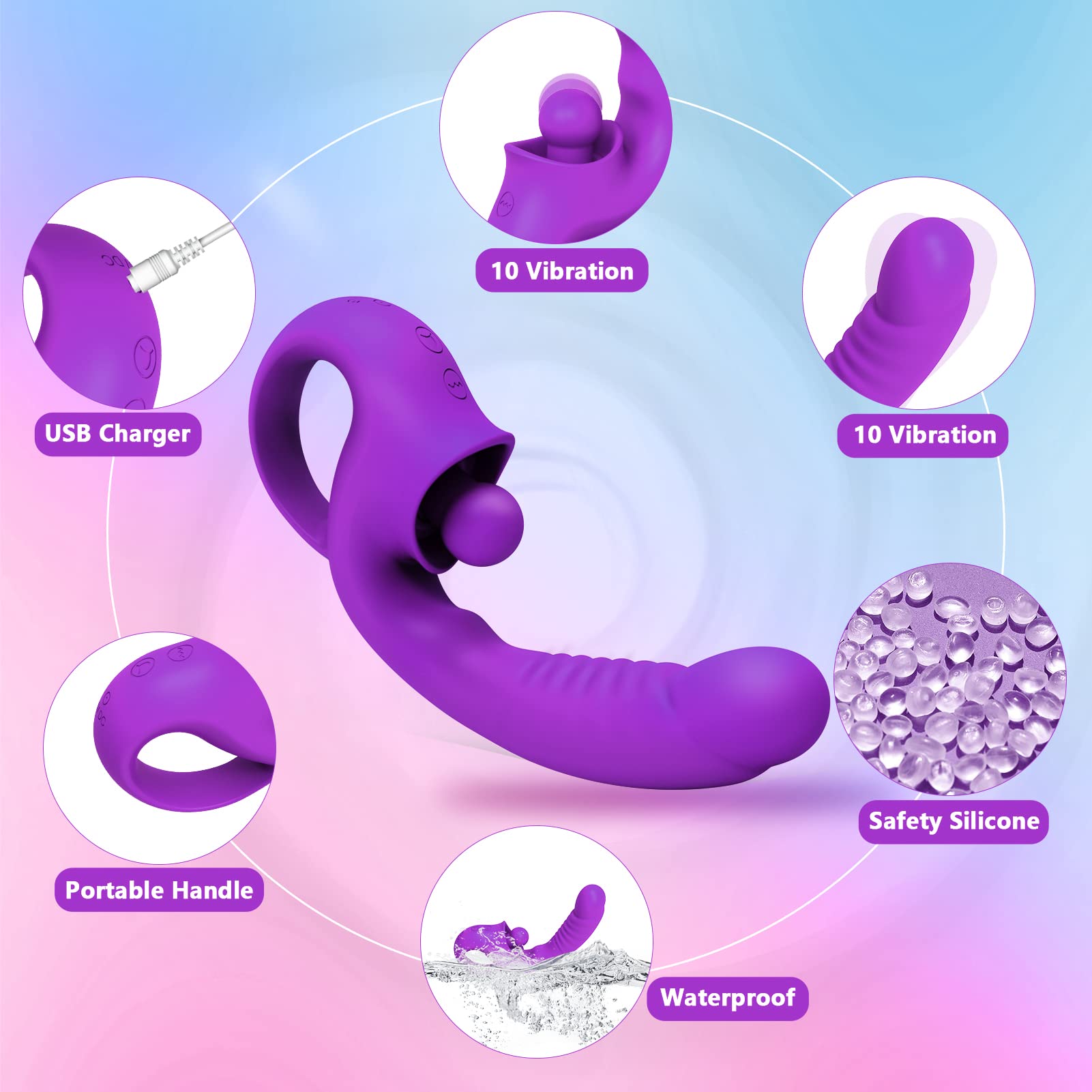 Upgraded G Spot Clitoral Vibrator, Realistic Dildo Vibrators Female Clitoralis Stimulator with 10 Vibration Modes, Waterproof Vibrators for Clit G Spot Stimulation, Adult Sex Toys for Women (Purple)