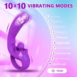 Upgraded G Spot Clitoral Vibrator, Realistic Dildo Vibrators Female Clitoralis Stimulator with 10 Vibration Modes, Waterproof Vibrators for Clit G Spot Stimulation, Adult Sex Toys for Women (Purple)