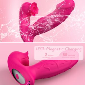 Rose Vibrator Toy for Woman,Sucking Dildo Stimulator with 9 Sucker Vibrators Modes,Remote Control G Spot Nipple Stimulation Sex Toys,Anal Plug for Adult Sex Toy for Woman Female Couples