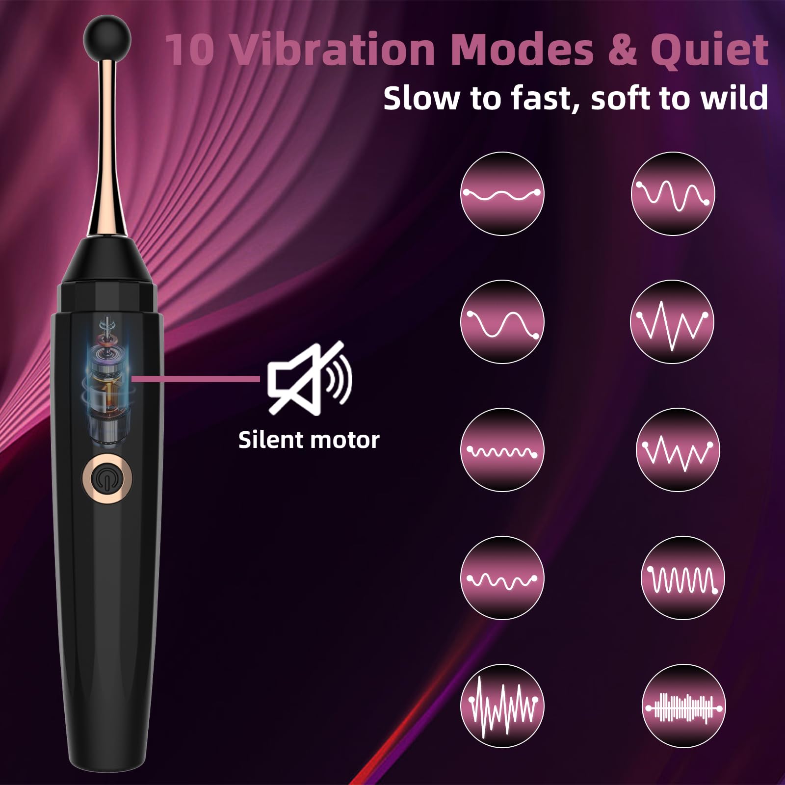 Adult Toys Secret Pen Vibrator Wand Sexual Pleasure Tools for Women with 10 Modes, Adult Toy Couples Sex Toys Female Vibrater Sexy Toys, Adult Sex Toys Nipple Clitoralis Stimulator for Women