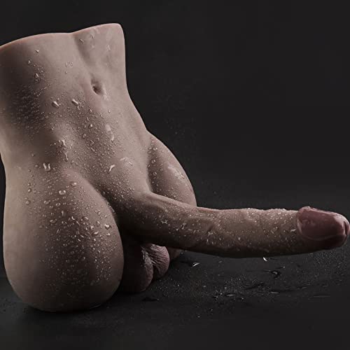 Male Sex Doll with Flexible Dildo Realistic Huge Cock, Black Men Sex Dolls for Women, Male Sex Doll Torso Tight Anal Hole 8in Cock for Female Masturbation, Unisex Masturbator Toy for Gay Couple 7lb