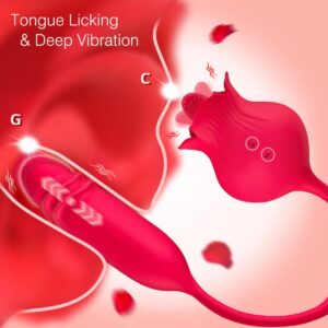 Rose Toy Vibrator for Woman,Clitoral Tongue Vibrator Sex Toys with 10 Speed Modes,G-spot Dildo Rose Nipple Massager Licking Stimulator for Women