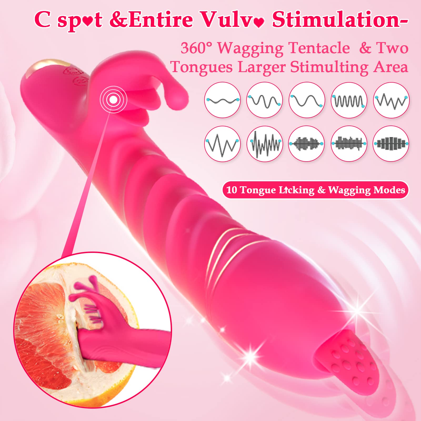 Thrusting G Spot Rabbit Dildo Vibrator, Tongue Licking Rotating Vibrating Women Couples Adult Sex Toys, MHYNNR Female Clitoris Vibrator Wand Stimulator Toy, Dildos Vibrators for Woman Her Pleasure