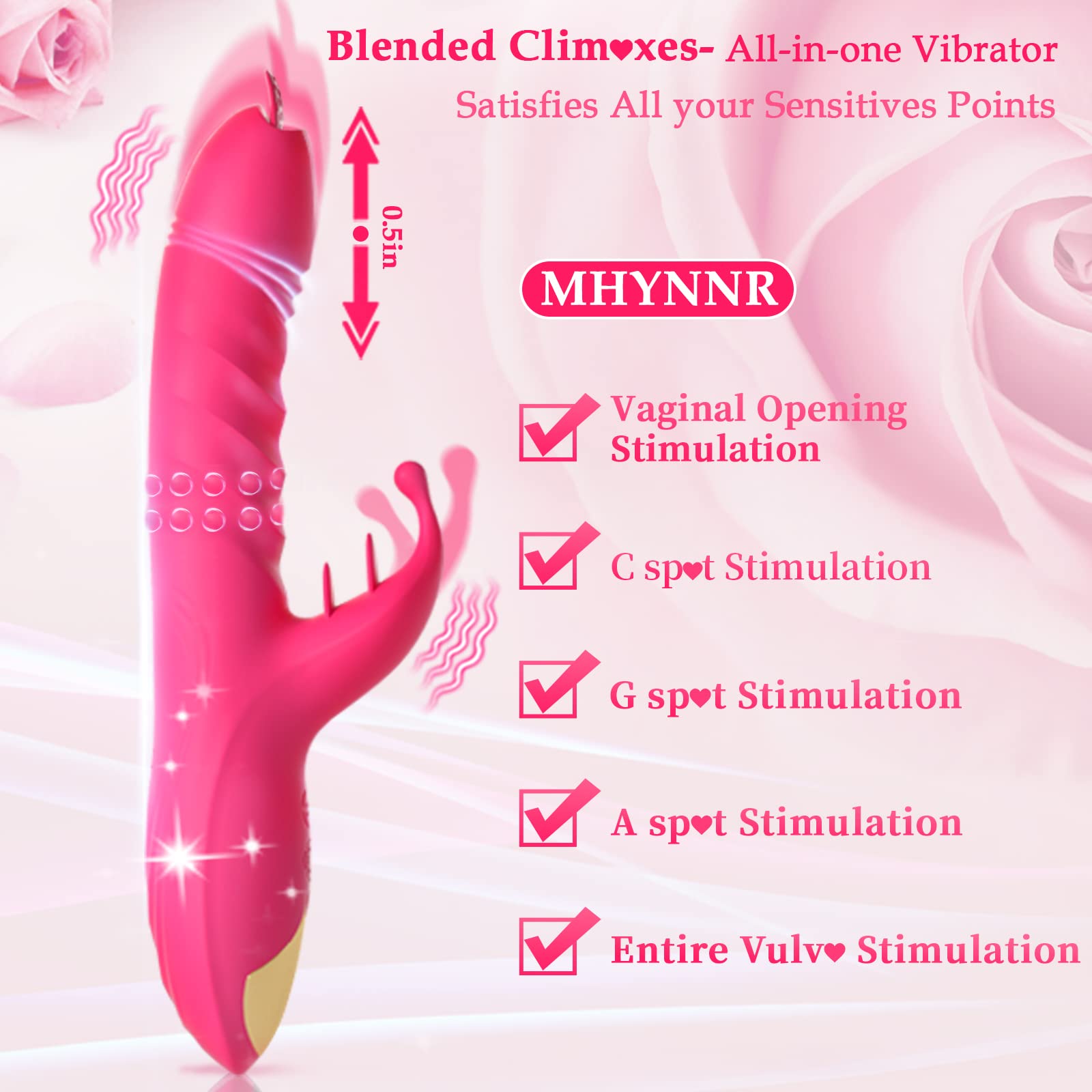 Thrusting G Spot Rabbit Dildo Vibrator, Tongue Licking Rotating Vibrating Women Couples Adult Sex Toys, MHYNNR Female Clitoris Vibrator Wand Stimulator Toy, Dildos Vibrators for Woman Her Pleasure