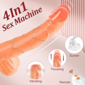 Sex Machine Realistic Thrusting Dildo for Women with 10 Thrusting & Vibrating Modes, Remote Control Adult Toys & Games for G Spot Clitoral Anal Stimulation, Silicone Vibrator for Men and Couples