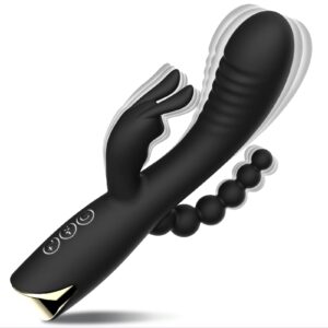 Rabbit Anal Dildo Vibrator with 10 Vibrating Clitoris Stimulator Sex Toy 3 in 1 G Spot Vibrator, Anal Stimulator Massager for Adult Sex Toys Women & Couple Games Silicone Waterproof Rechargeable