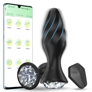 vibrating jewelry butt plug with app control, anal vibrator prostate massager remote 9 vibration modes for fun, rechargeable sex toys men women and couples