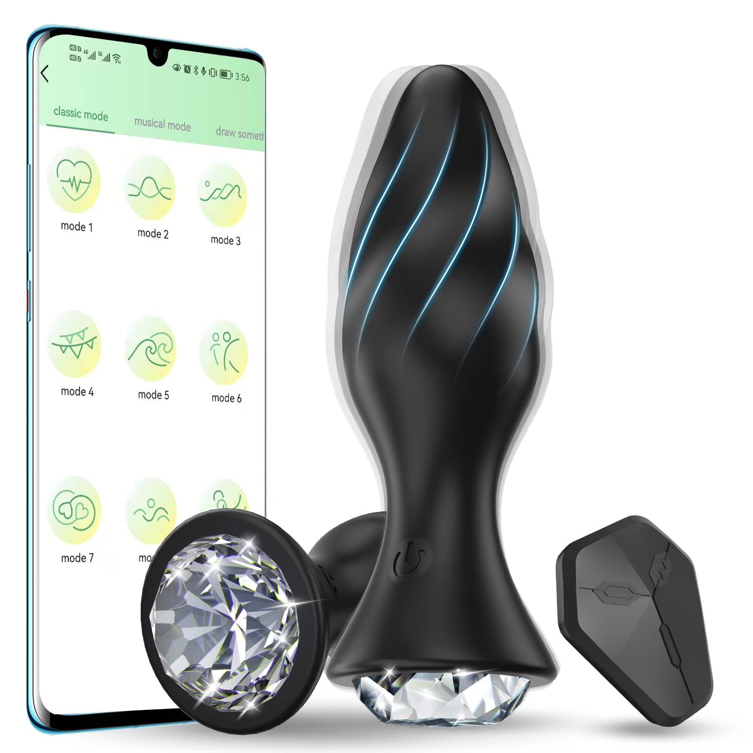 Vibrating Jewelry Butt Plug with APP Control, Anal Vibrator Prostate Massager Remote 9 Vibration Modes for Fun, Rechargeable Sex Toys Men Women and Couples