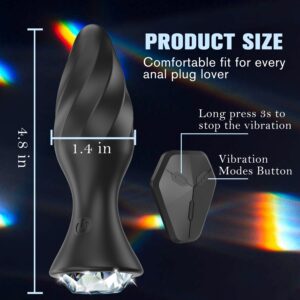 Vibrating Jewelry Butt Plug with APP Control, Anal Vibrator Prostate Massager Remote 9 Vibration Modes for Fun, Rechargeable Sex Toys Men Women and Couples