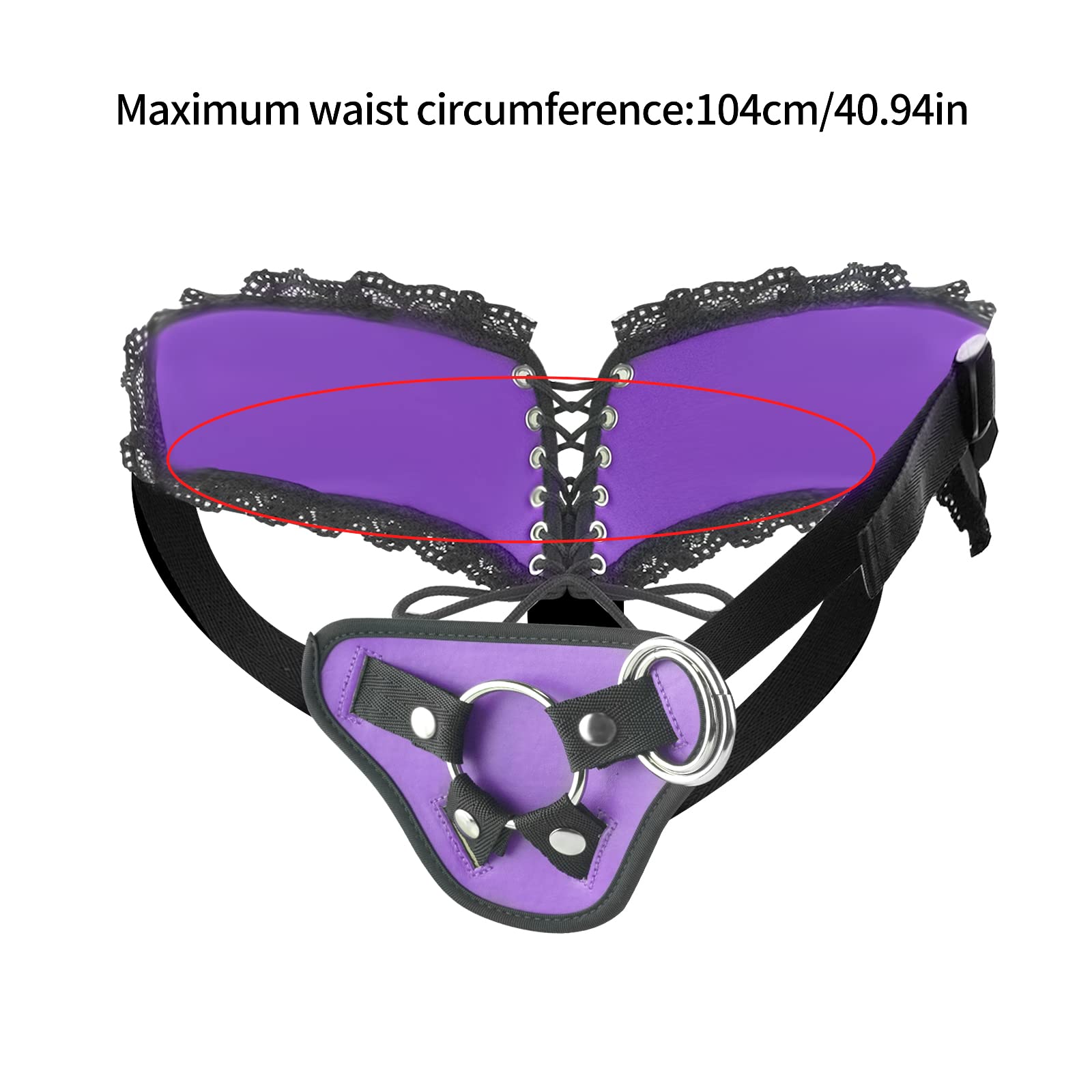 Strap-on Harness Adjustable Adult Sex Toy with 3 Different Sized O-Rings Suction Cup Dildo Compatible Harness,Accommodates up to 59" Waist