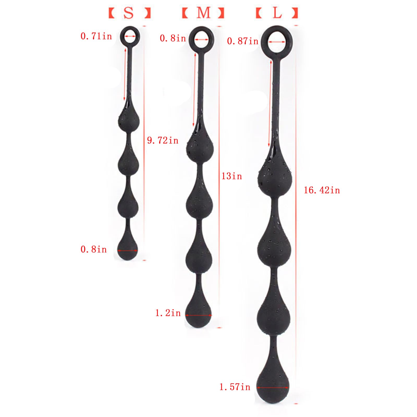 Adults 4 Pulling Beads Waterdrop Silicone Anal Plugs, Personal Portable G-spot Massager para Penis Suction Prostate Pussy Sexual Stimulation Training Sex Toy for Women Female Men Male Unisex (M)