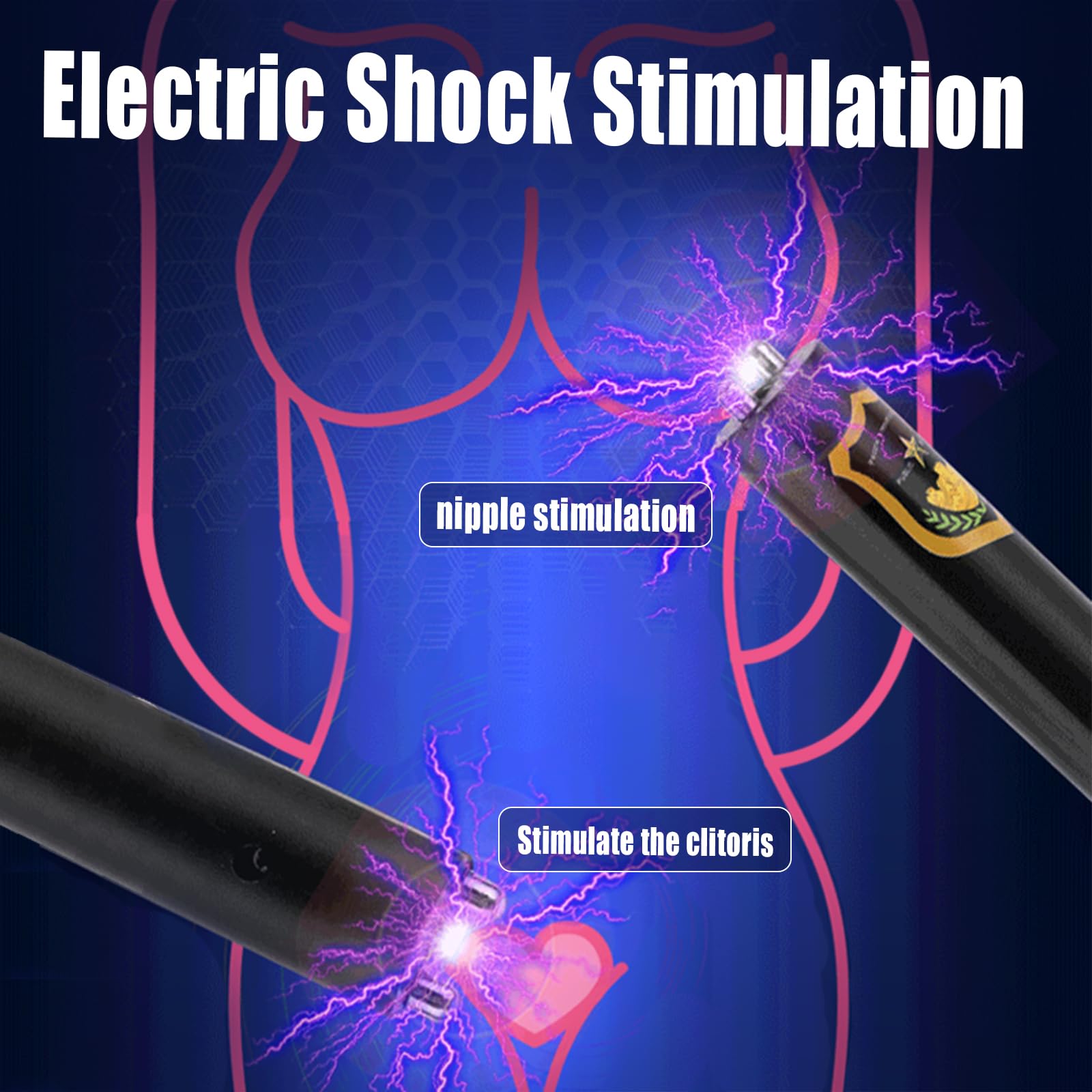 Electric Shock Pleasure Electric Shock with Torch BDSM SM G spot Clitoris Labia Shocker Wand Nipples Electrical Toy Estim Sex Toys Electric Shock Wand Prostate Sex Massager(Black)