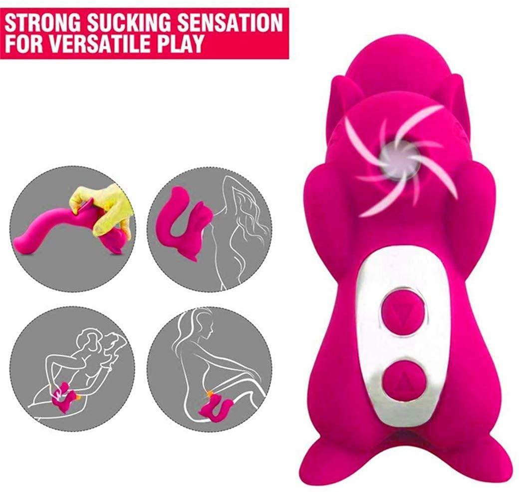 Squirrel Sucking Vibrator Adult Toy for Couples Sexual Pleasure, Clitoral Suction Cup Vibrating Dildo Sex Toy Vibrator for Women, Rechargeable Silent Vibrator with 10 Sucking and Thrusting Modes