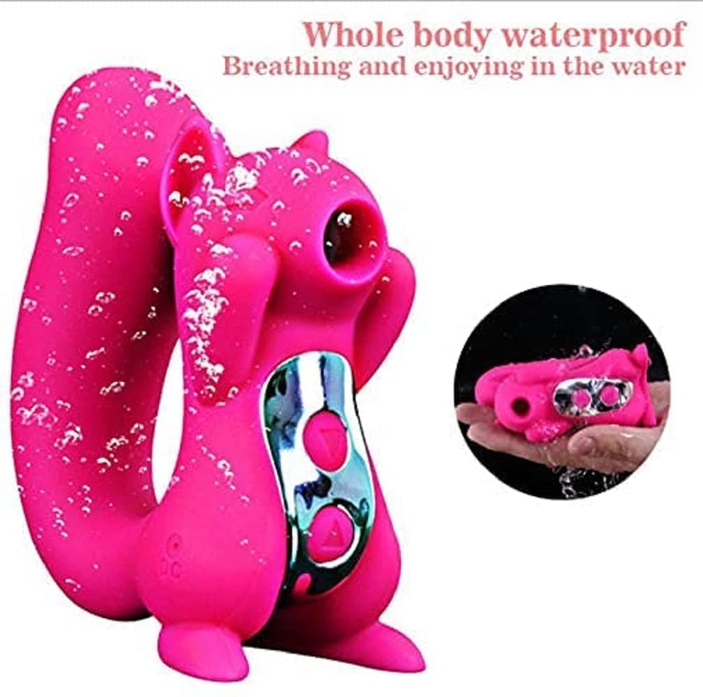 Squirrel Sucking Vibrator Adult Toy for Couples Sexual Pleasure, Clitoral Suction Cup Vibrating Dildo Sex Toy Vibrator for Women, Rechargeable Silent Vibrator with 10 Sucking and Thrusting Modes