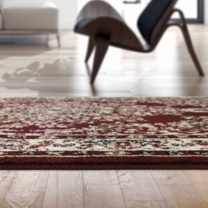 Antep Rugs Oriental 6x9 Traditional Medallion Indoor Area Rug Siesta (Maroon Beige, 6'7" x 9')