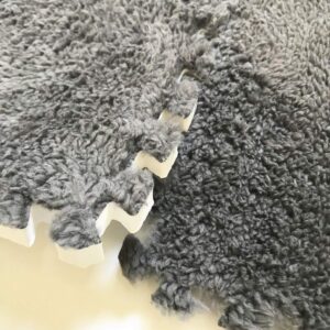 smabee Interlocking Carpet Shaggy Soft EVA Foam Mats Fluffy Area Rugs Protective Floor Tiles Exercise Play Mat for Children Kids Room Home Parlor Bedroom (12 pcs, Gray)