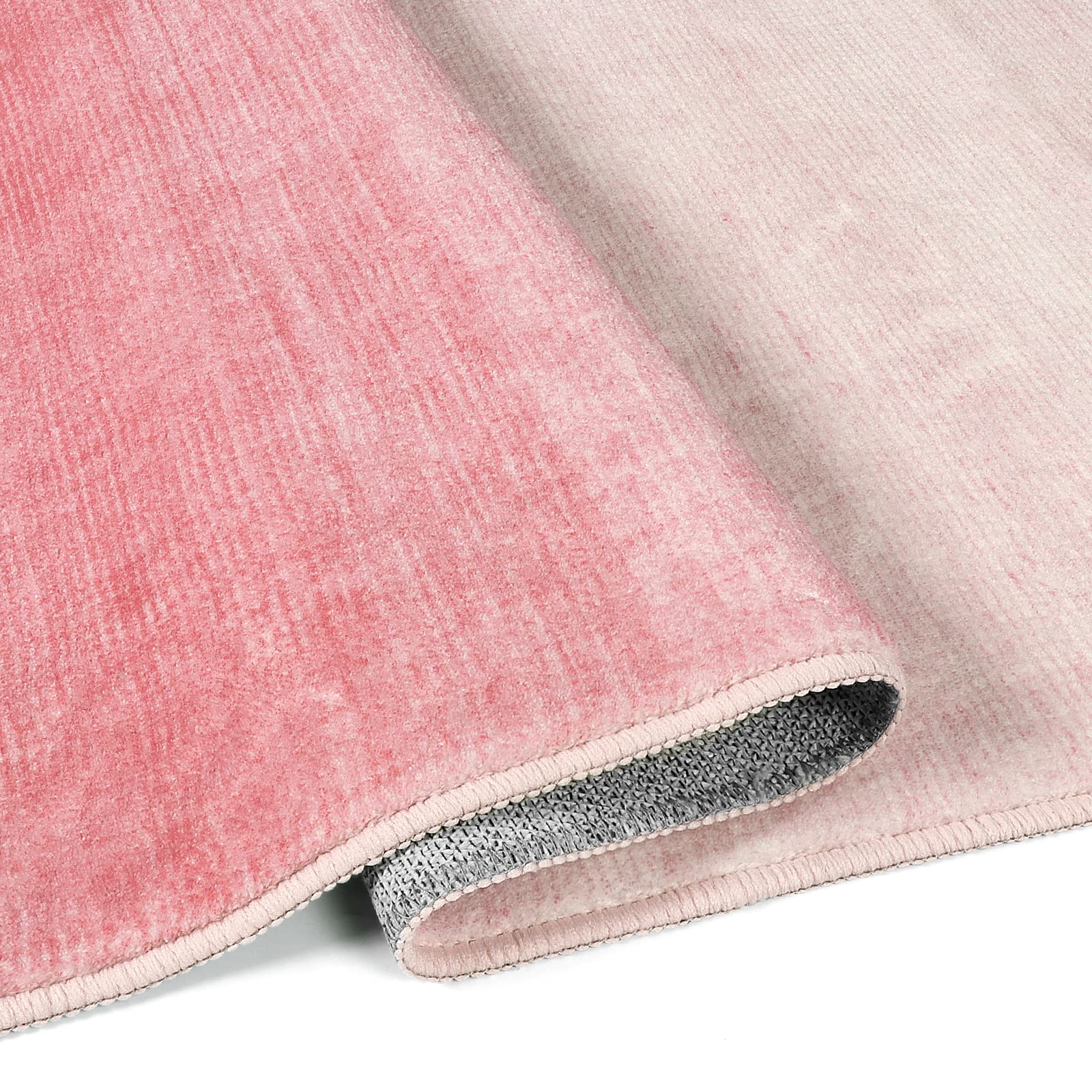 Wonnitar Washable 3x5 Area Rug,Pink Rugs for Girls Bedroom,Contemporary Ombre Nursery Soft Mat for Baby Girl,Modern Non-Skid Faux Wool Indoor Carpet for Bathroom Dorm Bedside