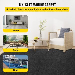 Happybuy Boat Carpet, 6 ft x 13.1 ft Marine Carpet for Boats, Waterproof Black Indoor Outdoor Carpet with Marine Backing Anti-Slide Marine Grade Boat Carpet Cuttable Easy to Clean Patio Rugs Deck Rug