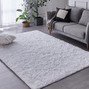 tabayon shaggy white rug, 2x3 area rugs for living room, anti-skid extra comfy fluffy floor carpet for indoor home decorative