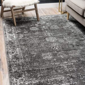 Unique Loom Sofia Collection Area Rug - Casino (6' 1" x 9' Rectangle, Dark Gray/ Ivory)