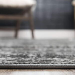 Unique Loom Sofia Collection Area Rug - Casino (6' 1" x 9' Rectangle, Dark Gray/ Ivory)