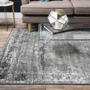 Unique Loom Sofia Collection Area Rug - Casino (6' 1" x 9' Rectangle, Dark Gray/ Ivory)