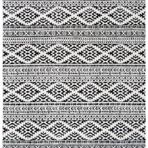 SAFAVIEH Tulum Collection Area Rug - 9' x 12', Ivory & Black, Moroccan Boho Tribal Design, Non-Shedding & Easy Care, Ideal for High Traffic Areas in Living Room, Bedroom (TUL272B)