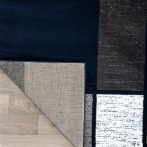 Rugshop Contemporary Modern Boxes Area Rug 5' 3" x 7' 3" Navy