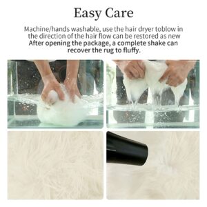 HOMBYS 10x14 Oversized Faux Fur Area Rug for Living Room Bedroom, Super Soft & Fluffy White Faux Sheepskin Play Carpet for Kids Children, Luxury Plush Furry Décor Shaggy Feet Mat for Bedside